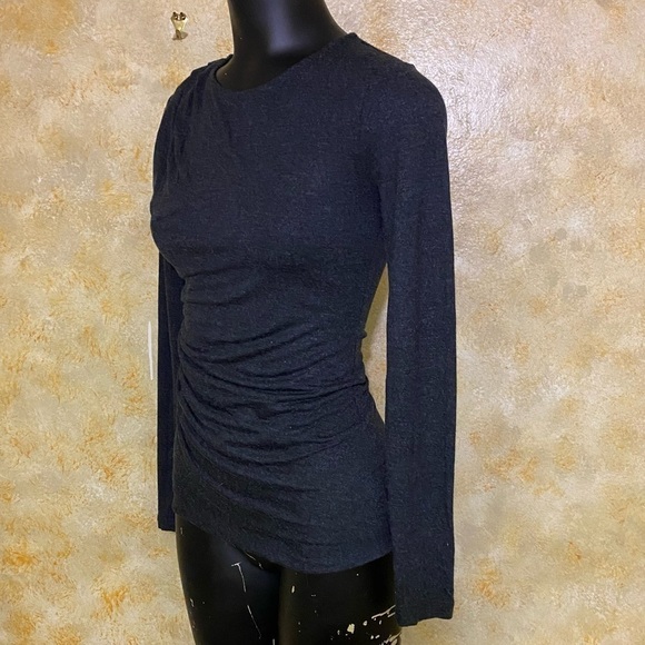 Banana Republic Charcoal Gray Side Ruched Long-sleeve Top - Picture 3 of 6